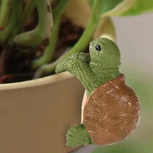 Gosknor Figura de Tortuga para Colgar Macetas, Resina Tortuga Trepadora Figuras para Colgar Macetas Linda Estatua de Tortuga Colgante Maceta para Adornos Jardín Decoraciones Jarrones (Verde Marrón)