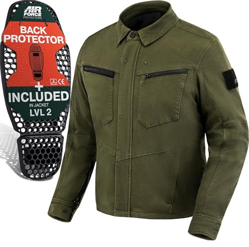 SHIMA Giro Jacket Chaqueta Moto Hombre AirForce Protector Espalda Cazadora Motociclista Chaquetas Protecciones Stretch Verano Moto Armadura Cazadoras Urbano Motocicletas (Masculinos, Khaki, M)