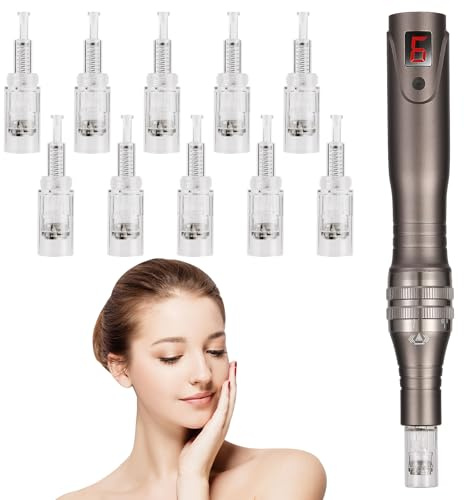 Microneedle Derma Roller Pen - Professional Microneeding 0.25 mm Derma Roller Beauty Pen - Microneedles Roller Pen for Women Men Tools (Gray)