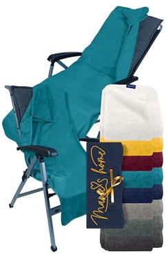 Marie's Home Tissu éponge pour chaise de jardin et chaise longue, 70 x 200 cm, camping ou pliante - Bleu