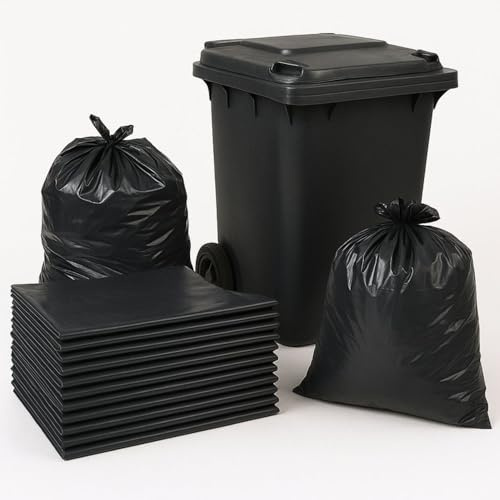 BUYERS POINT |Black Wheelie Bin Liners 270L Capacity – Refuse Sacks Heavy Duty Bin Bags for Outside and Garden Bin – Strong Garbage Bags for Rubbish (30 x 46 x 54”) (Black, 10 count (Pack of 1))