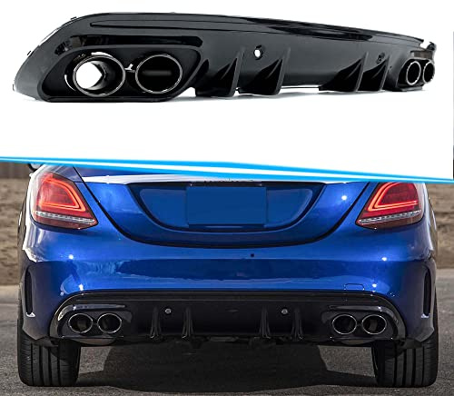 Heckdiffusor Diffusor + Auspuffblenden Schwarz für Mercedes Benz C-Klasse W205 S205 AMG Line Limo Kombi C43 AMG ab 2014 2015 2016 2017 2018