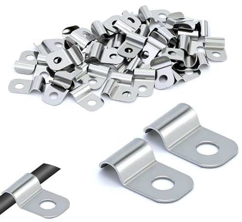 52 Stück Metallkabelschellen,4mm Befestigungsschelle Kabelschellen zum Schrauben Einzelloch Metall Rohrschellen U-Rohrschellen Rohrbefestigung Kabelhalter Schraubbar Metall Kabelschellen