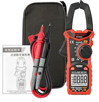 TIEOAXFT HT208 206 Digital Clamp Meter Pro 1000A 1000V AC DC Current Clamp True RMS Pliers Ammeter Voltmeter VFD REL Ohm Capacitor Tester(HT206D 600A AC DC)