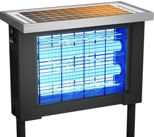 ZETAWALE Piège à insectes solaire étanche pour extérieur - Fonctionne à l'énergie solaire avec capteur de lumière - Piège à mouches portable pour camping - 2000 m² - Pour jardin et jardin (rallonge de