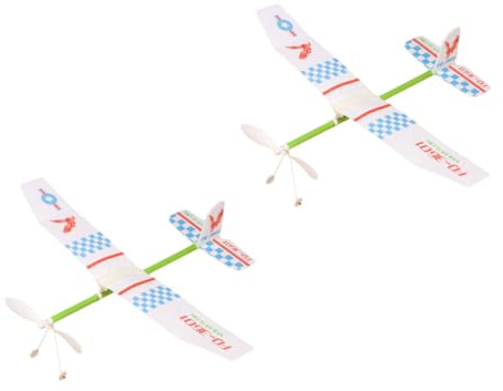 Abaodam Rubber Band Airplane Toy and Airplane Model for Kids, 2pcs Diy Educational Glider Set, Random Pattern Flying Toys for Boys and Girls Outdoor Play
