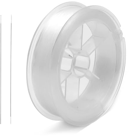 VOSSOT 0.5mm*100m Hilo Elastico para Pulseras, Bobina de Goma Elastica con Agujas de Perlas, Hilo Pulseras Elastico para Pulseras, Collares, Cuentas