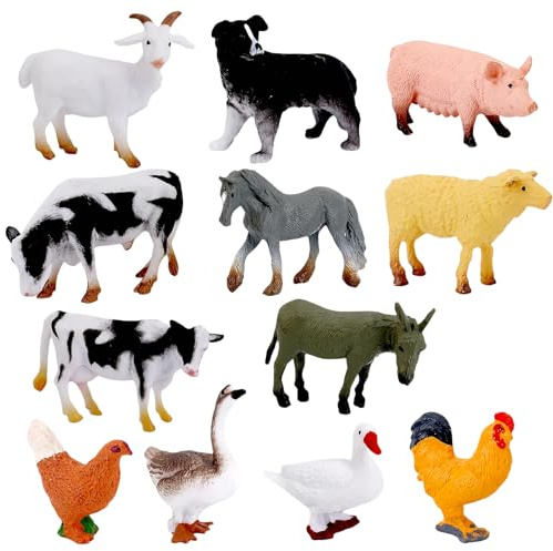 12 Pcs Farm Animal Toys, Animals Toys For Animal Figures DIY ornament, Realistic Mini Toy Farm Animals Farm Kit Ornament Decorative Supplies Handicrafts And Landscape Scenes Used by People Aged 15+