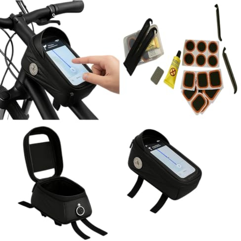 Sacoche Vélo Étanche & Support Téléphone + Kit Réparation Pneu – Outils, Rustines et Démonte-Pneu pour Cyclistes
