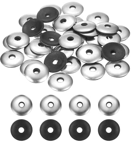 sourcing map 120 arandelas de goma de sellado EPDM, 1/4 x 31/32 pulgadas, junta de goma de neopreno de acero inoxidable 304 para tornillos, pernos, paneles de metal, maquinaria