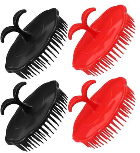4 Stück Kopfhautmassagebürste aus Pp, Rundes Haarwaschset | Shampoo und Kopfhautpeeling, Verbessert die Reinigung, für Zuhause und Unterwegs