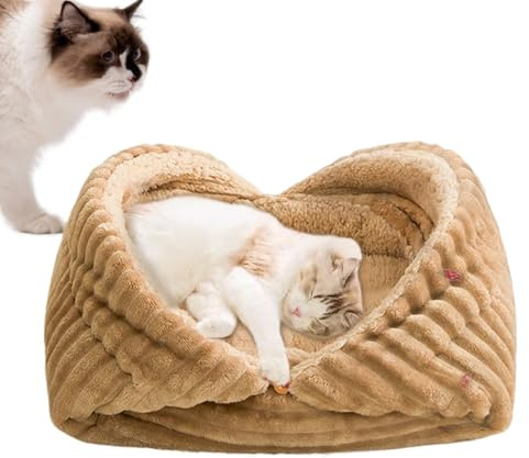 Imtrub Panier pour Chats - Caverne Nid Pliable Épais Chaud Tapis Fournitures | Lit Chat Caverne | pour Chaton Chiot Petits Chiens Animal Voyage Hiver