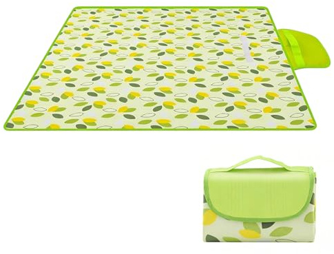 BIVYAX Manta de Picnic Impermeable 200 x 200 cm, Portátil Lavable Manta de Camping Grande Plegable, Ligera de Playa con Asa para Senderismo, Viajes, Campamentos al Aire Libre, Playa (Verde)