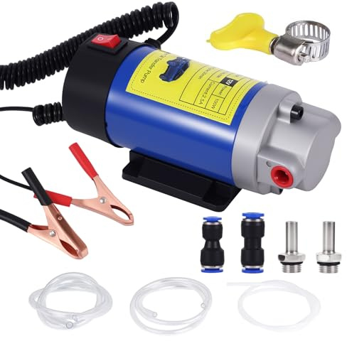 Ölabsaugpumpe 12V 100W, elektrische Ölwechselpumpe mit 3 Schläuchen, selbstansaugende Motorölpumpe für Motoröl, Getriebeöl und Diesel, Absaugpumpe für Auto, Motorrad, Boot, Rasenmäher und Wohnmobil