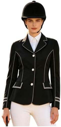 dPois kostymjacka dam elegant ridjacka träningsoverall ridkläder ridrock träningsjacka långärmad blazer jacka ridskjortor vandring, svart, S