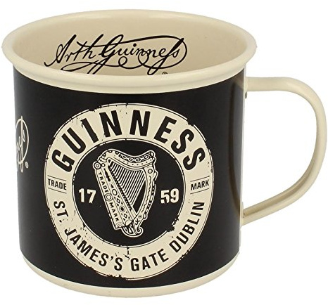Guinness Emaillebecher mit Trademark Logo - Metall, Tasse, Trinkbecher, 250 ml