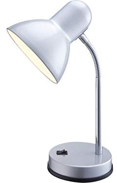 Funktionale Schreibtischlampe / Tischleuchte Silber mit LED, Flexrohr