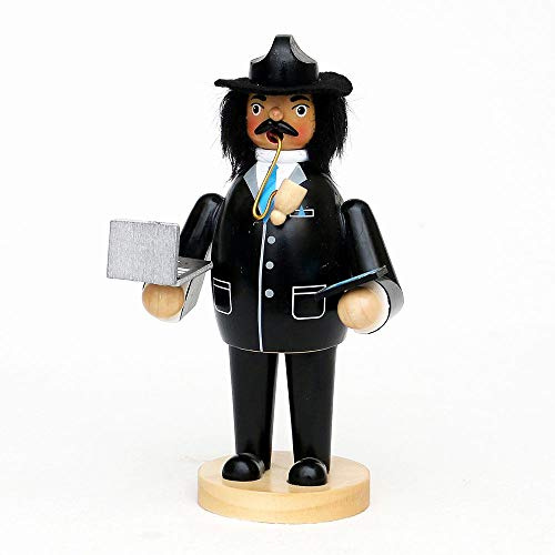 Wichtelstube-Kollektion Holz Räuchermann Räuchermännchen Räucherfigur Geschäftsmann mit Handy & Laptop 11 x 8 x 20 cm