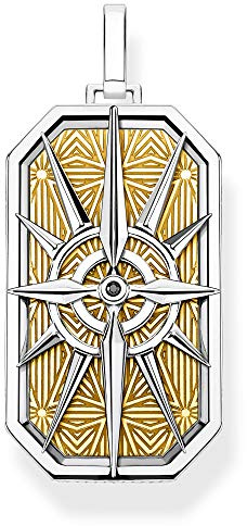 THOMAS SABO Anhänger Kompass Stern gold 925 Sterlingsilber, Geschwärzt, 750 Gelbgold Vergoldung