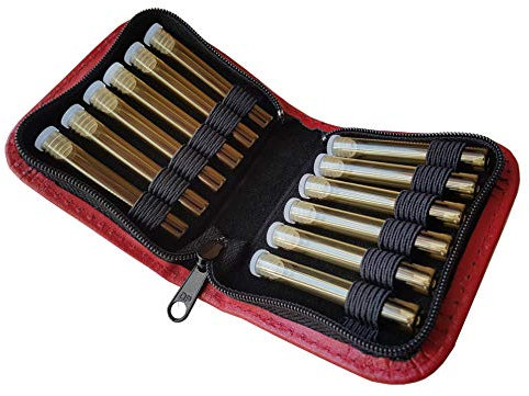 Homöopathie Taschenapotheke Leder rot für 12 Globuli Röhrchen 8 mm (mit Braunglasröhrchen)