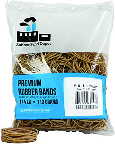 Rubber Bands, Size #16, Rubber Band Depot, Approximately 475 Rubber Bands Per Bag, Rubber Band Measurements: 2-1/2 x 1/16'' - 1/4 Pound Bag