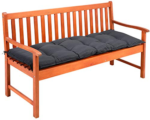 DETEX® Bankauflage Sitzkissen Anthrazit Polyester Visko-Effekt 145x45cm Sitzpolster Gartenbank Bank Kissen Polster Auflage Rückenkissen Bankkissen Sitzauflage 3-Sitzer
