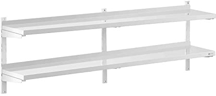 Royal Catering RCWR-2000.3 Wandbord 2 Ablagen 30 x 200 cm Regal Edelstahlregal Küchenregal Edelstahl 40 kg