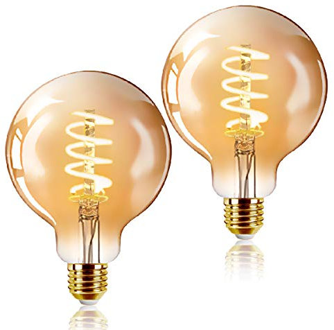 EXTRASTAR Lot de 2 Ampoule LED Edison Style Rétro Vintage, G125SP 6W E27 Blanc Chaud 2200K, 2 unités