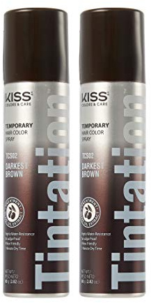 RED by Kiss Tintation Temporary Hair Color Spray, Instant Gray Root Cover Up, Water-Resistant, Smudge-Proof, Easy Wash Out, Hairline & Barber Touch-Up, Quick Dry (2 Pack) (Dark Brown)