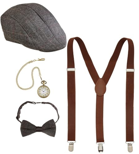 W WIDMANN MILANO Party Fashion 68559 - Kostüm-Set Die Wilden 20er, 4-teilig, Charleston, Gangster, Mafia-Boss, Accessoires, Karneval