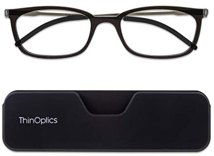 ThinOptics Connect Lesebrille, inklusive Magentic-Telefonhülle, Unisex, Herren, Damen, ultradünn, kompakt und leicht | Ultraleichte Lesehilfe ohne Bügel im flachen Etui, das am Handy haftet, für unterwegs, im Taschenformat, kratzfeste Linsen