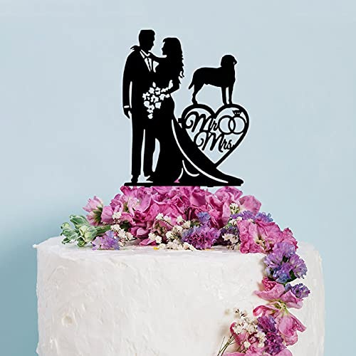 ArogGeld Couple Wedding Cake Topper Bride And Groom With Labrador Retriever Dog Custom Dog Pet Topper Personalized Wedding Topper Bride Cake Topper Gift for Celebratory Occasion