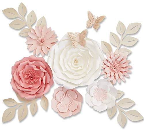 Mverse Papierblumen-Dekoration für die Wand - Große künstliche 3D-Blume, Wanddekoration, Ideal für Baby, Mädchen, Junge, Kinderzimmer, Zimmer, Brautschau, Hochzeit, Party-Hintergrund