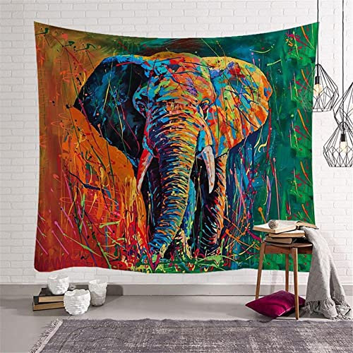 Jioorn Wandteppich Wandbehang Tapisserie Psychedelic Ölgemälde Elefant 200x150cm Wandtuch Tapestry Wandkunst Weiches Mikrofaser Stoff für Schlafzimmer Wohnzimmer Wohnheim Geschenk
