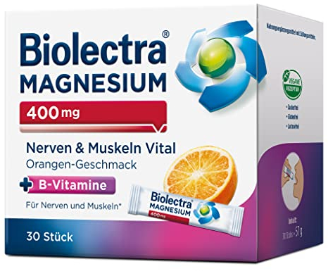 Biolectra 400 mg Nerven & Muskeln Vital Orange, 30 Stück: Für gute Nerven und entspannte Muskeln, mit Magnesium und B-Vitaminen, hochdosiert
