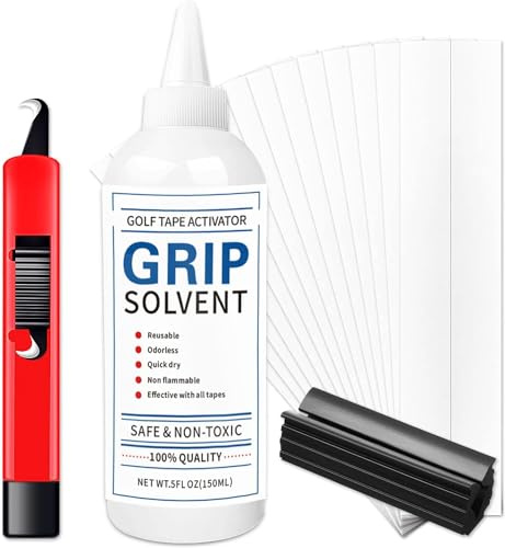 AMRTA Golf Grip Repair Kit, 15pcs 22cm x 5cm Rubber Textured Grip Tape Strips, 54cm Grip Size, Includes Hook Knife, Rubber Vise Clamp, Regrip Solvent Kit