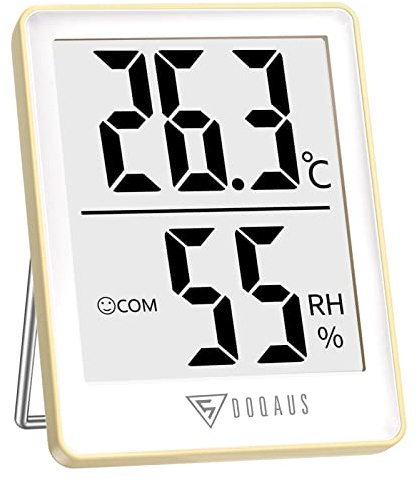 DOQAUS Mini Termómetro Higrometro Digital para Interior Medidor de Temperatura con 5s de Respuesta Rápida para Temperatura y Humedad del Casa Ambiente-Amarillo