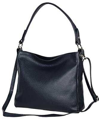 AMBRA Moda GL35 - Damen Handtasche Schultertasche Umhängetasche aus genarbtem Rindsleder