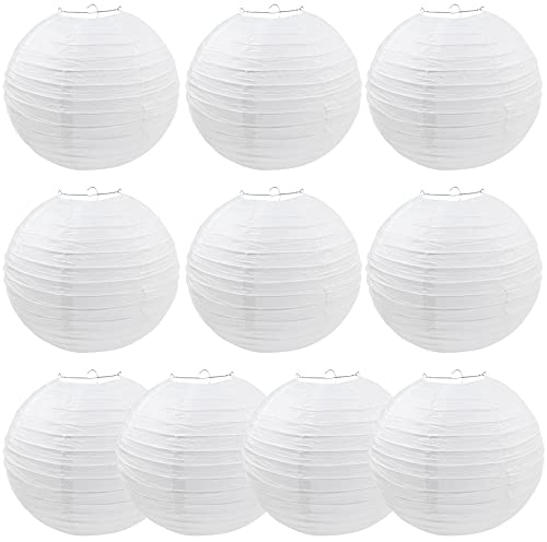 Lanterne di Carta,10 Pcs Lanterne Rotonde Bianche Lanterna di Carta Cinese Lanterne di Carta Appese,Per Matrimoni,Cmpleanni,Sale ed Eventi,Decorazione per Festa