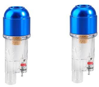 SAGUD 2Pcs Airbrush Mini Air Filter Blue Air Brush Water Moisture Oil Trap Separator Kit, Connects onto Airbrushes and Hoses with 1/8” Threads Directly