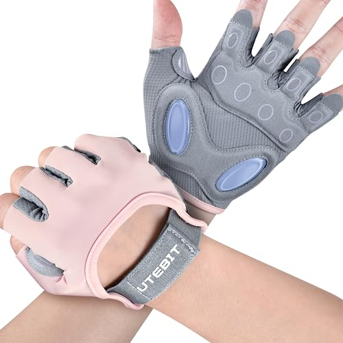 UTEBIT Fitness Handschuhe, Atmungsaktive Sporthandschuhe mit Mikrofasergewebe, Rutschfester Silikon Gym Handschuhe für Kraftsport, Bodybuilding, Radsport, Gym,Trainingshandschuhe für Damen (S)