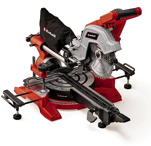 Einhell Sierra de tracción, vaivén e inglete TE-SM 8 L Dual (1800 W, hoja Ø 216 mm, ancho de corte 305 mm, profundidad de corte 65 mm, láser de línea de corte, inclinación de cabezal a ambos lados)