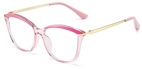MUTYNE Cat Eye Light Brille Damen Herren Quadratische Brille Brillengestell Dekorative Brille,Rosa,Einheitsgröße