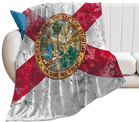 Sofaüberwurf Decke Usa- Und Florida-Staatsflagge An Der Wand Gemalt Sofaüberwurf Falten Beständig Microfaser Bettüberwurf Für Erwachsene Couch Sofa 60 X 80