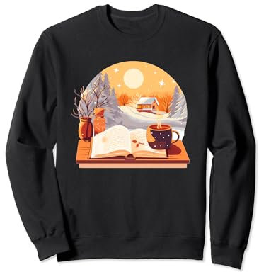 Maison en bois fraîche avec livres et boissons chaudes pour l'hiver Sweatshirt