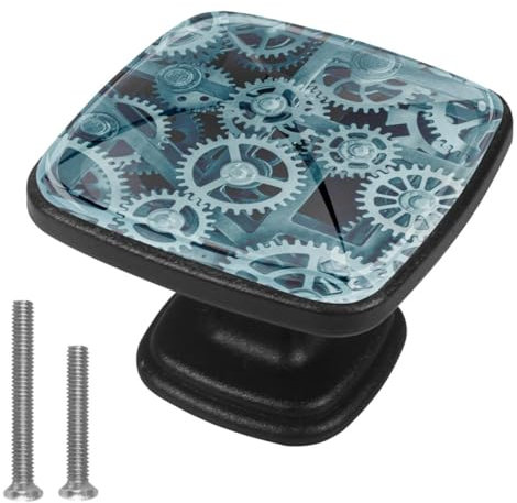 suojapuku Pomello quadrato per mobile, confezione da 4,schema meccanico,Ferramenta per armadietti da cucina per maniglie per cassettiere e cassettiere