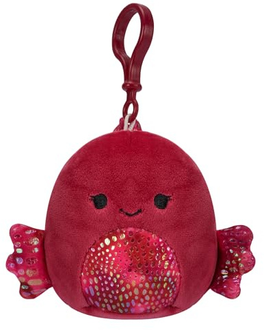 Squishmallows 3,5 Zoll Clip-on Plüsch Barella der Himbeer Kampffisch, SQCP00207