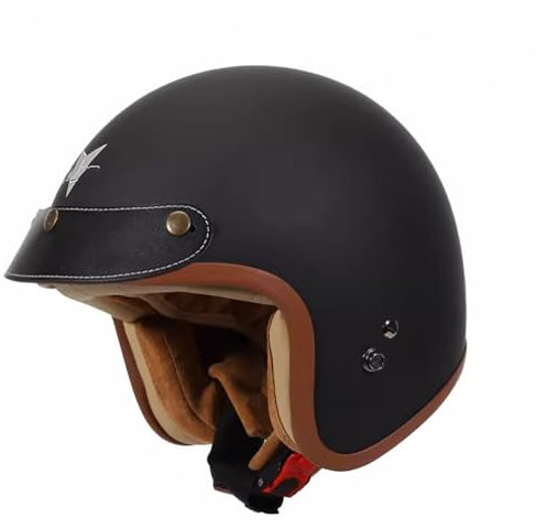 QJWMatic Retro Kids Cool 3/4 Motorrad Halbhelm Vintage Kind Offenes Gesicht ATV Helm Jugend Light Street Elektro Moped Helm ECE Genehmigt A,M46-48CM