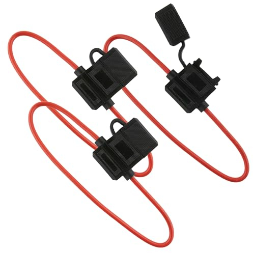 SeKi 3 pezzi portafusibili 4 mm²/AWG12 per fusibili piatti standard auto, impermeabili, 30 cm di lunghezza, fino a 32 V, per auto, camion, barca