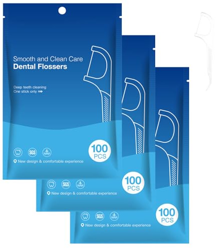 Dental Floss Picks, Lychico 300Pcs Toothpicks Bulk Non Breakable Dental Floss for Adults Teeth Cleaning Floss Sticks Dental for Family Pack Travel